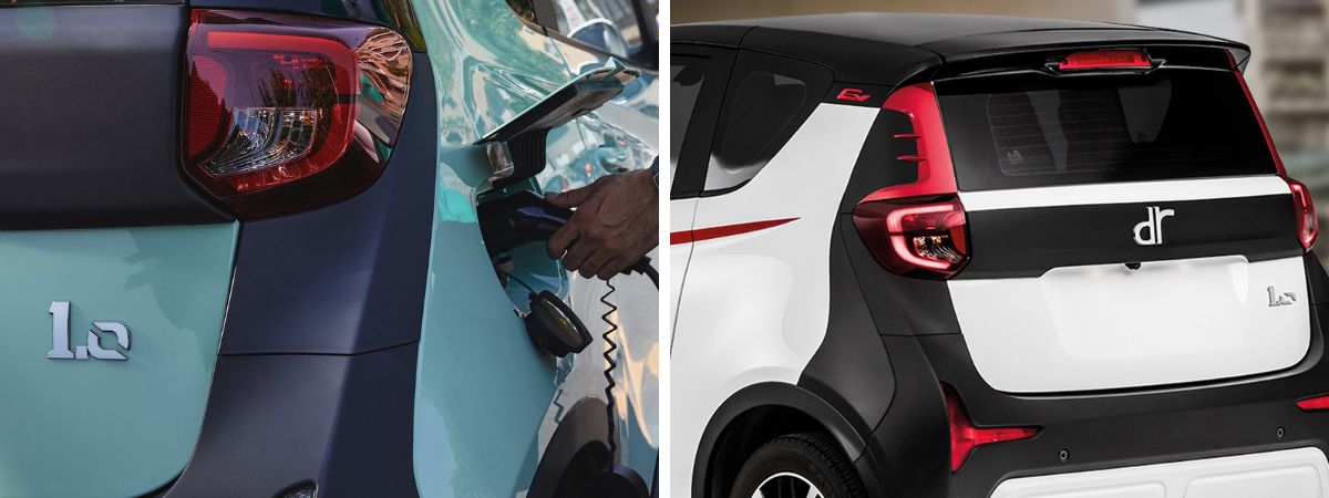 La nuova dr 1.0 particolari degli esterni Ricarica elettrica e vista della parte posteriore