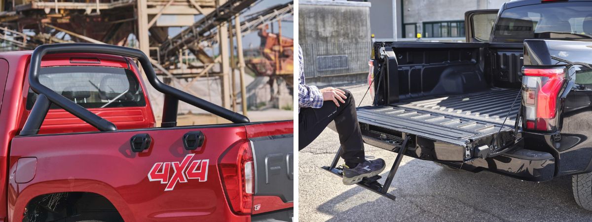 Particolare del cassone di carico del Foton Tunland G7 (a sinistra) e del Foton Tunland V9 a destra