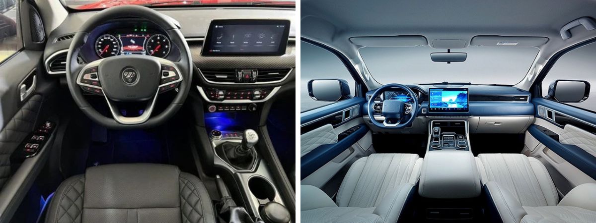 Tecnologia di Bordo e Infotainment del Foton Tunland G7 (a destra) e del Foton Tunland V9 (a sinistra)